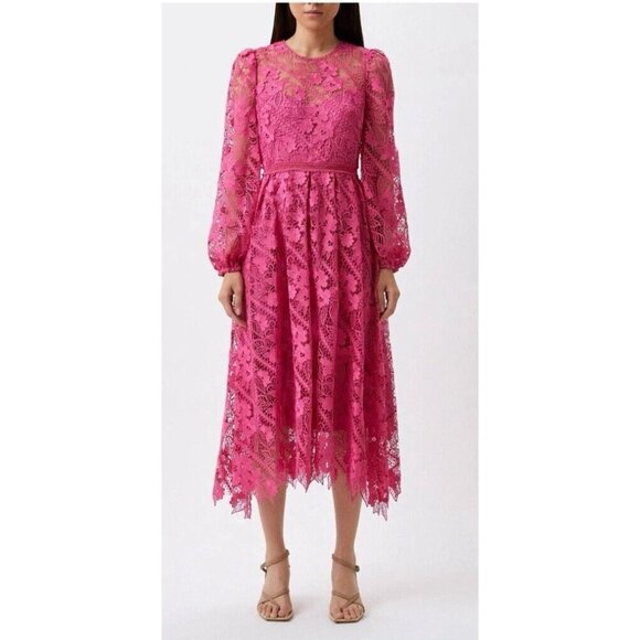 Monique Lhuillier Dresses & Skirts - Anthropologie ML Monique Lhuillier Pink Lace Dress 6 Wedding Party NWT $598